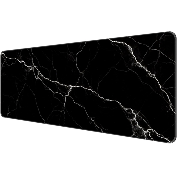 Black Marble Desk Mat with White Lightening Bolts- Comfortable, Non-Slip,&Smooth - Picture 1 of 5